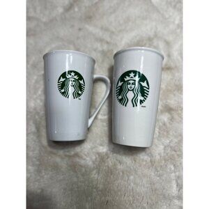 Starbucks white & green logo mug lot of two